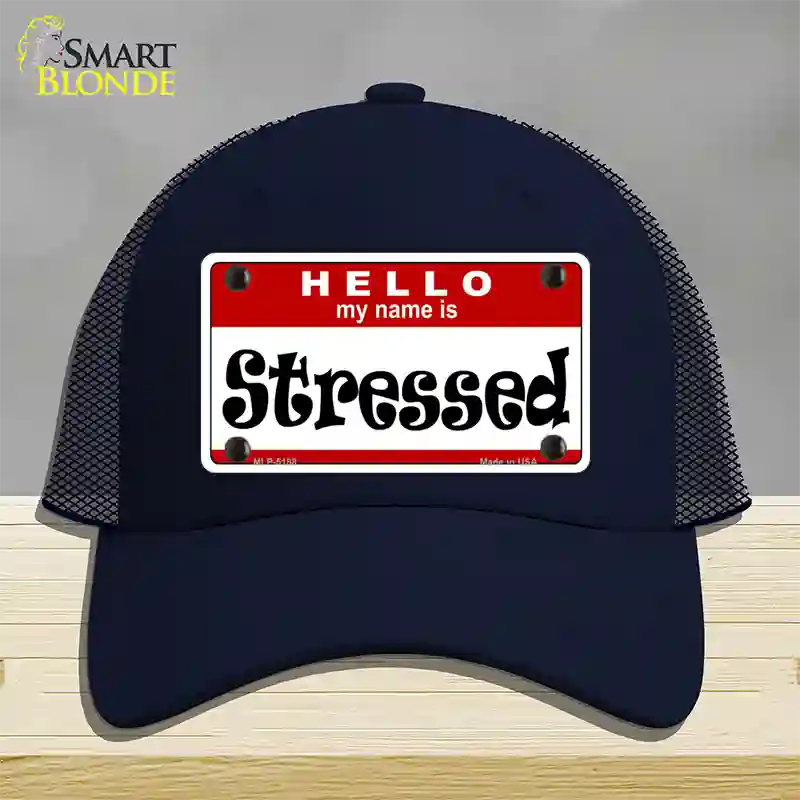 Stressed Novelty License Plate Hat Mesh / Navy