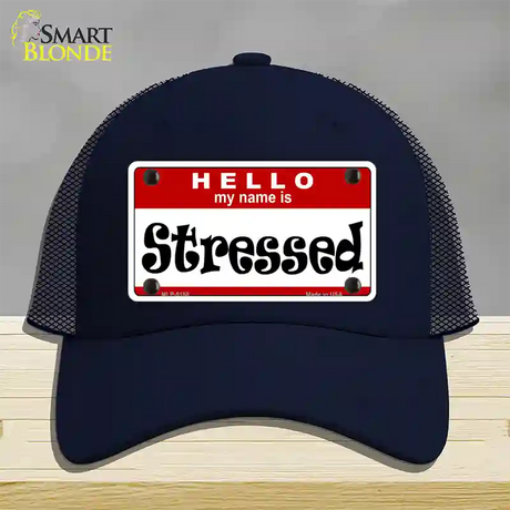 Stressed Novelty License Plate Hat Mesh / Navy