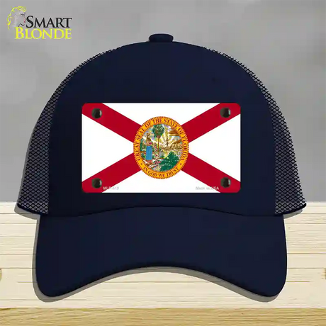 Florida State Flag Novelty License Plate Hat Mesh / Navy