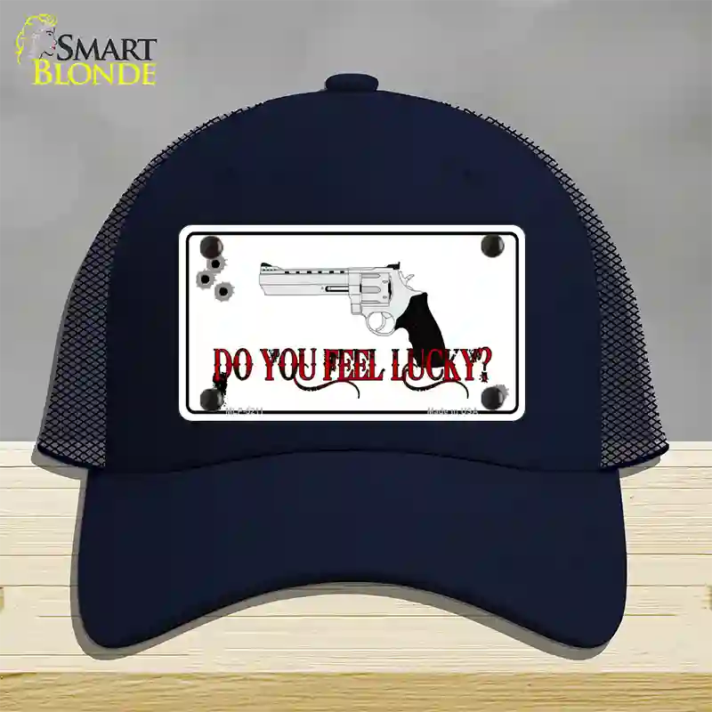 Do You Feel Lucky Novelty License Plate Hat Mesh / Navy