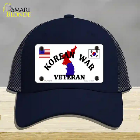 Korean War Veteran Novelty License Plate Hat Mesh / Navy