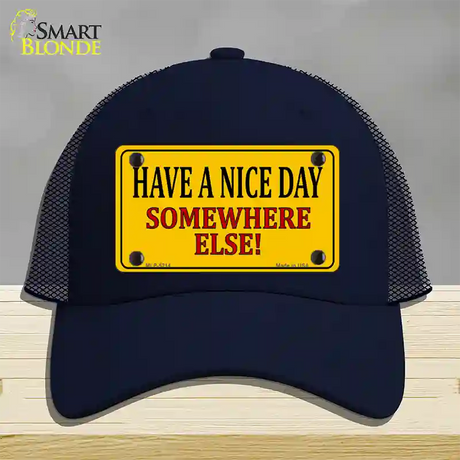 Have a Nice Day Novelty License Plate Hat Mesh / Navy