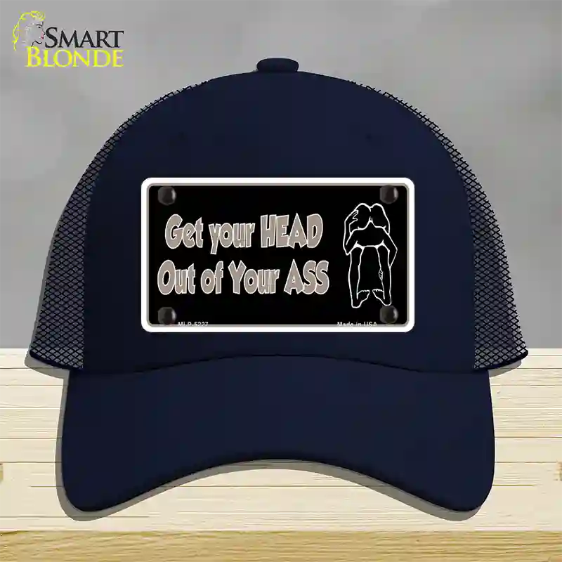 Head Out of Your Ass Novelty License Plate Hat Mesh / Navy