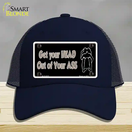 Head Out of Your Ass Novelty License Plate Hat Mesh / Navy