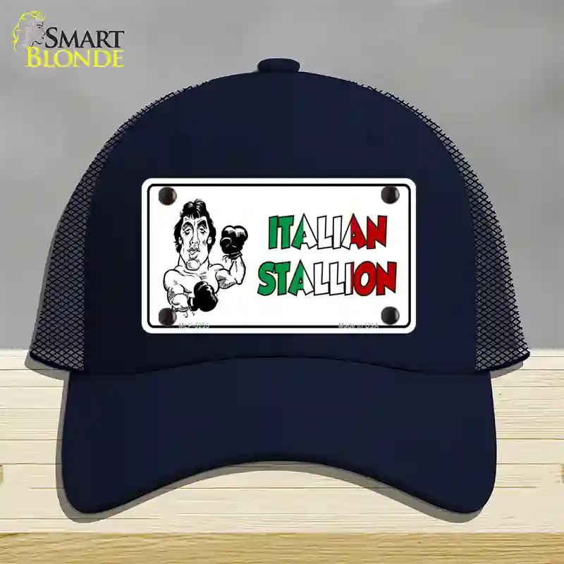 Italian Stallion Novelty License Plate Hat Mesh / Navy