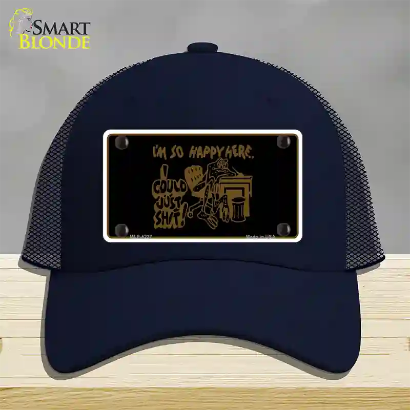 Im So Happy Here Novelty License Plate Hat Mesh / Navy