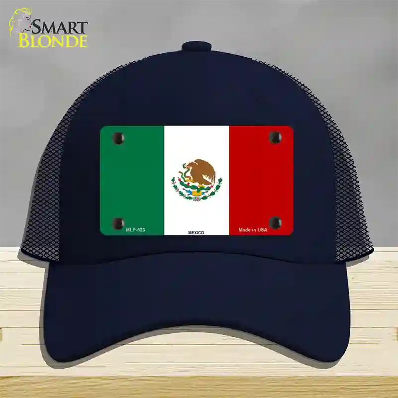 Mexico Country Flag Novelty License Plate Hat Mesh / Navy