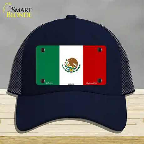 Mexico Country Flag Novelty License Plate Hat Mesh / Navy