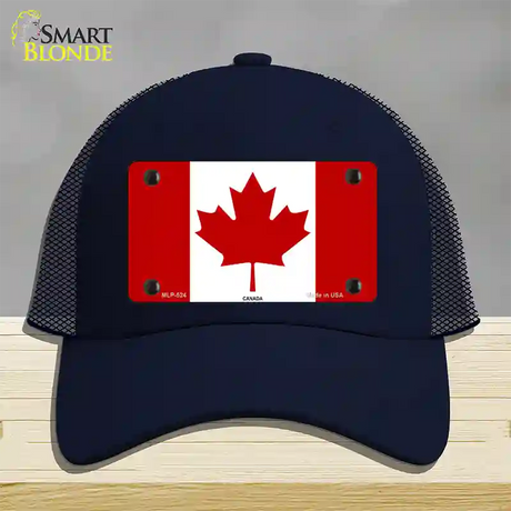 Canadian Flag Novelty License Plate Hat Mesh / Navy