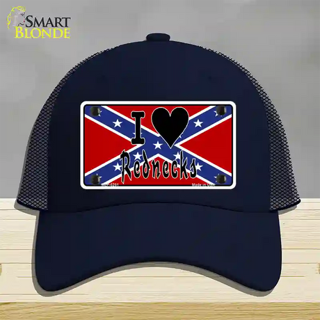 I Love Rednecks Novelty License Plate Hat Mesh / Navy