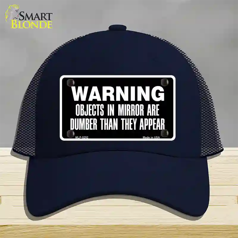 Objects In Mirror Novelty License Plate Hat Mesh / Navy