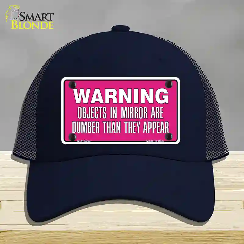 Objects In Mirror Pink Novelty License Plate Hat Mesh / Navy