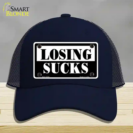 Losing Sucks Novelty License Plate Hat Mesh / Navy