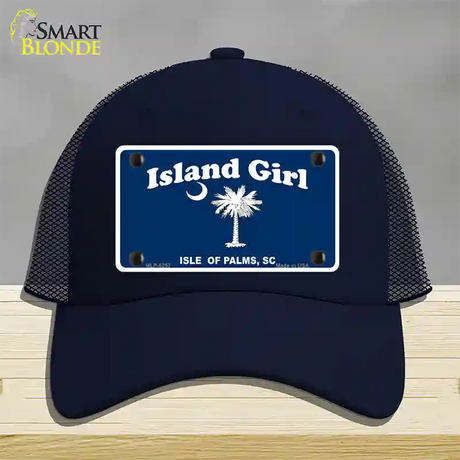 Island Girl Novelty License Plate Hat Mesh / Navy