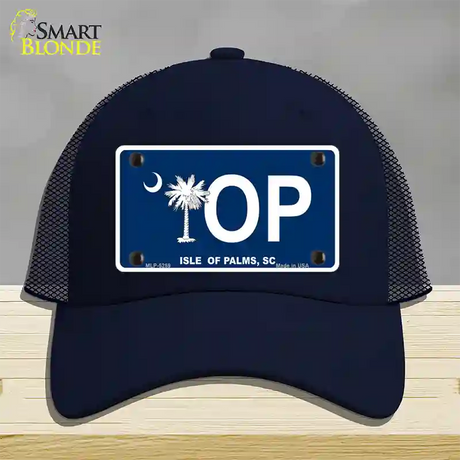 IOP Isle of Palms Blue Novelty License Plate Hat Mesh / Navy