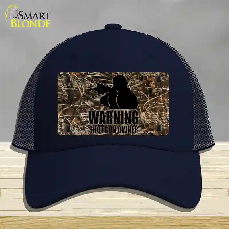 Warning Shotgun Owner Novelty License Plate Hat Mesh / Navy