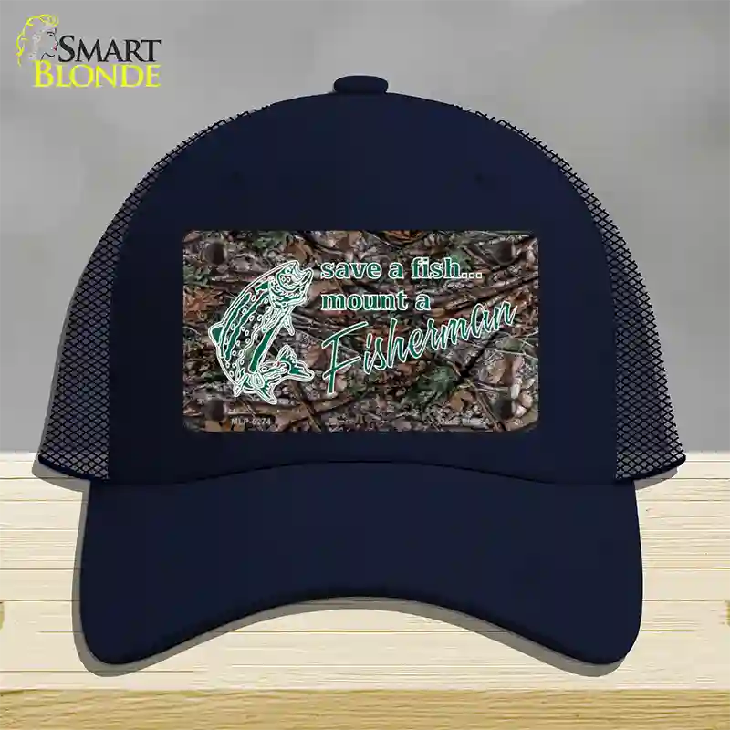 Save A Fish Novelty License Plate Hat Mesh / Navy