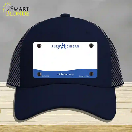 Pure Michigan Blank Novelty License Plate Hat Mesh / Navy