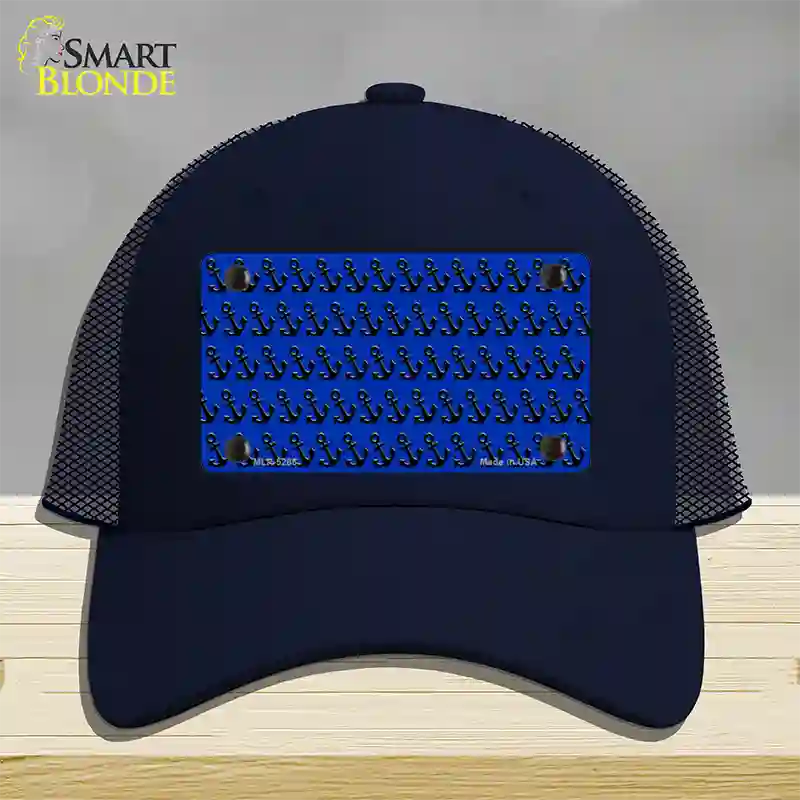 Blue Black Anchor Novelty License Plate Hat Mesh / Navy