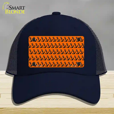 Orange Black Anchor Novelty License Plate Hat Mesh / Navy