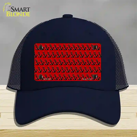 Red Black Anchor Novelty License Plate Hat Mesh / Navy