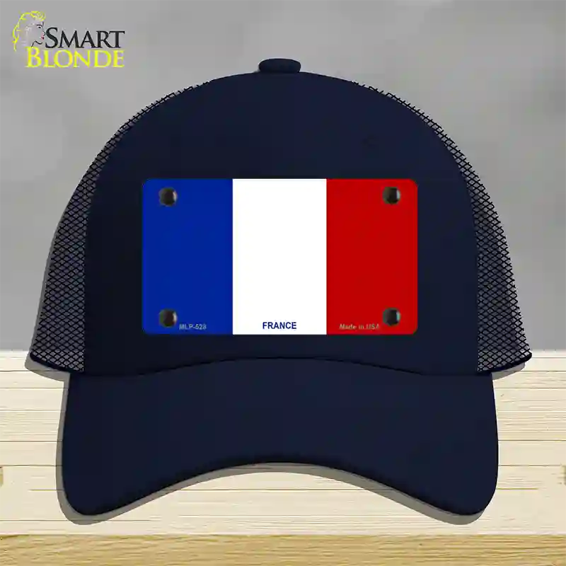 France Flag Novelty License Plate Hat Mesh / Navy