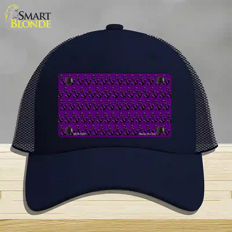 Purple Black Anchor Novelty License Plate Hat Mesh / Navy