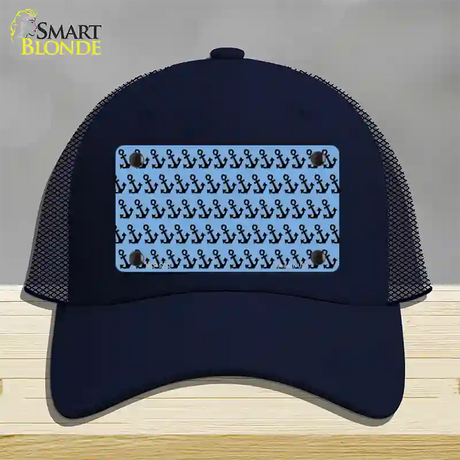 Light Blue Black Anchor Novelty License Plate Hat Mesh / Navy