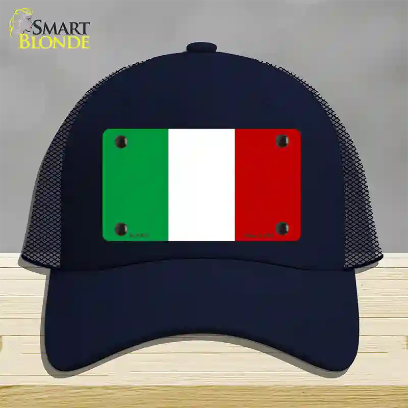 Italy Flag Novelty License Plate Hat Mesh / Navy