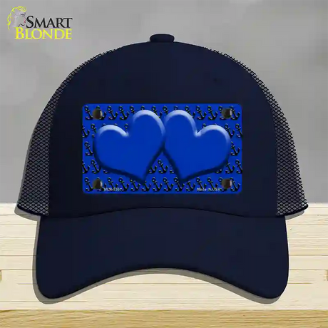 Blue Black Anchor Blue Heart CenterNovelty License Plate Hat Mesh / Navy