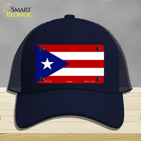 Puerto Rico Flag Novelty License Plate Hat Mesh / Navy