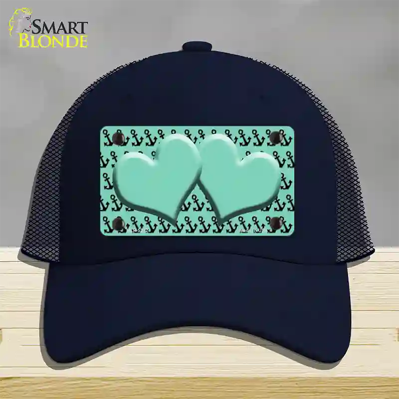 Mint Black Anchor Mint Heart Center Novelty License Plate Hat Mesh / Navy