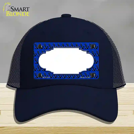 Blue Black Anchor Scallop Center Novelty License Plate Hat Mesh / Navy