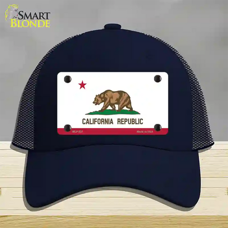 California State Flag Novelty License Plate Hat Mesh / Navy