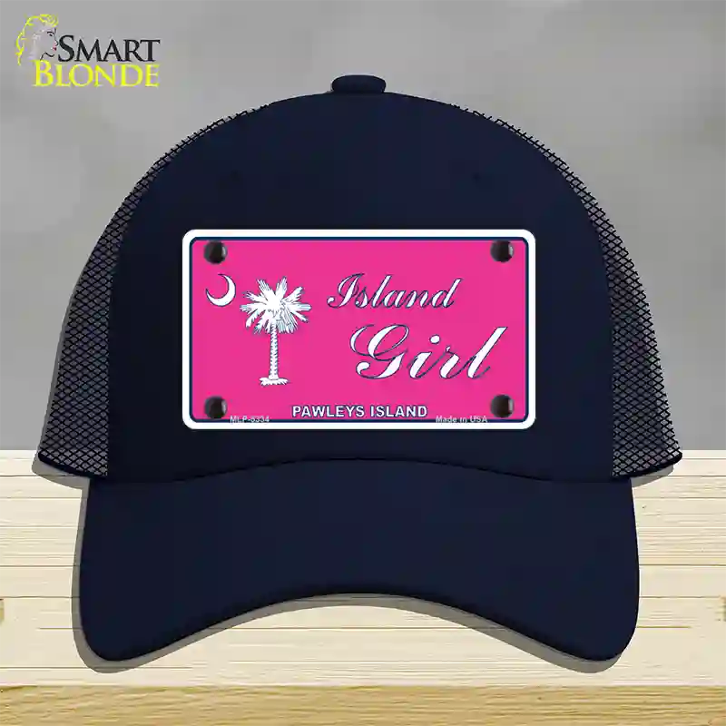 Island Girl Pink Novelty License Plate Hat Mesh / Navy
