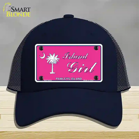 Island Girl Pink Novelty License Plate Hat Mesh / Navy