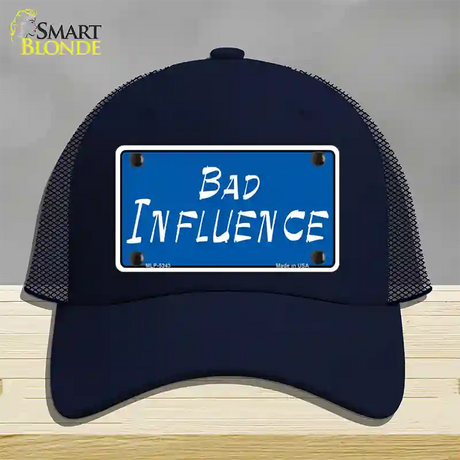 Bad Influence Novelty License Plate Hat Mesh / Navy