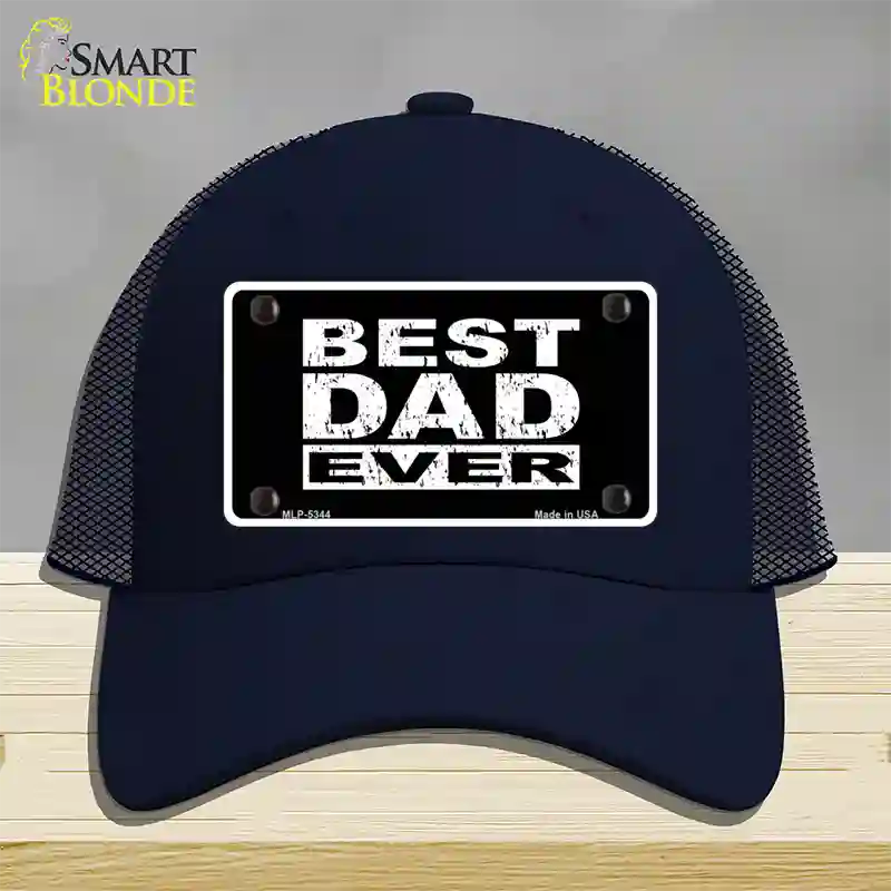 Best Dad Ever Novelty License Plate Hat Mesh / Navy