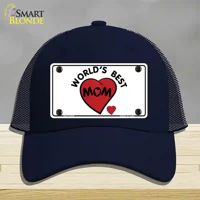 Worlds Best Mom Novelty License Plate Hat Mesh / Navy