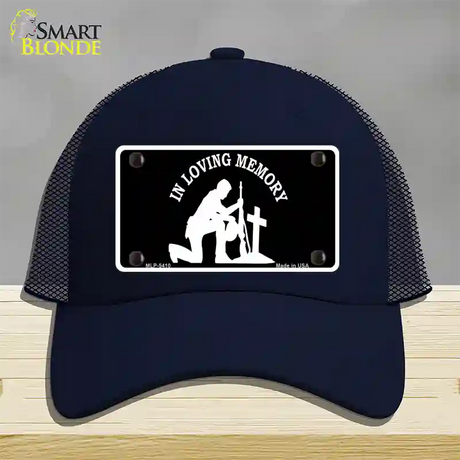 In Loving Memory Cross Novelty License Plate Hat Mesh / Navy