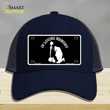 In Loving Memory Kneeling Novelty License Plate Hat Mesh / Navy