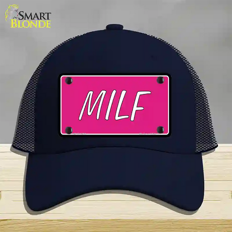 M.I.L.F Pink Novelty License Plate Hat Mesh / Navy