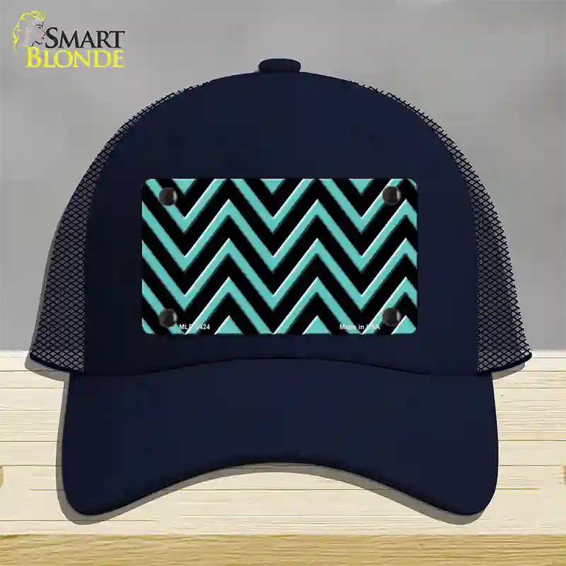 Tiffany Blue Chevron Novelty License Plate Hat Mesh / Navy