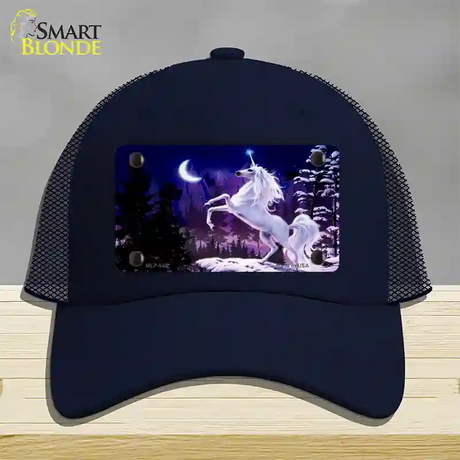 Unicorn Novelty License Plate Hat Mesh / Navy