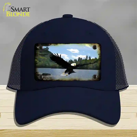 Eagle Over Water Novelty License Plate Hat Mesh / Navy