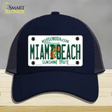 Miami Beach Florida Novelty License Plate Hat Mesh / Navy