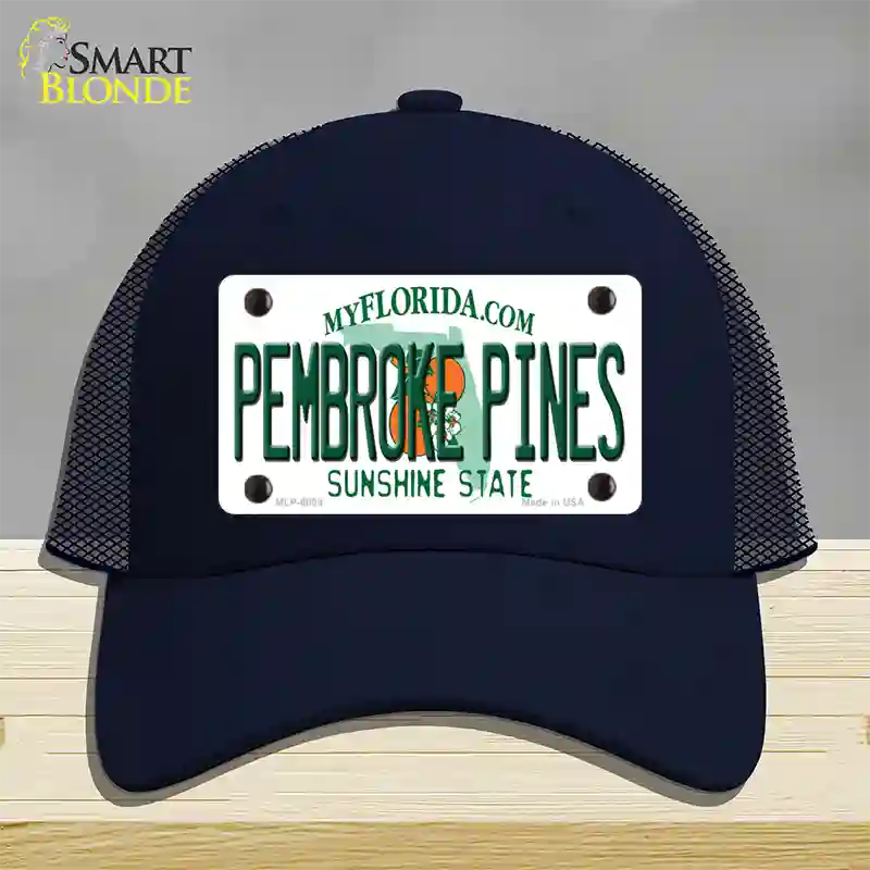 Pembroke Pines Florida Novelty License Plate Hat Mesh / Navy