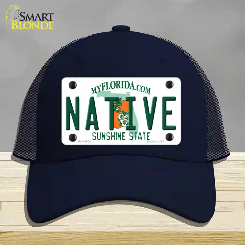 Native Florida Novelty License Plate Hat Mesh / Navy