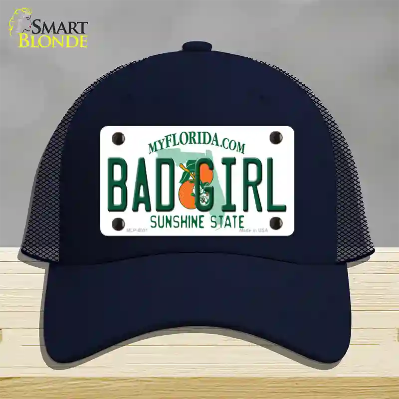 Bad Girl Florida Novelty License Plate Hat Mesh / Navy