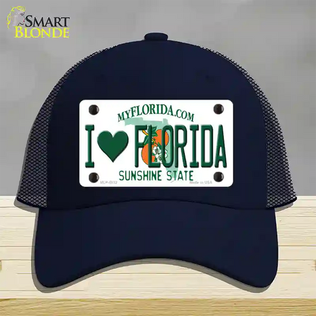 I Love Florida Novelty License Plate Hat Mesh / Navy